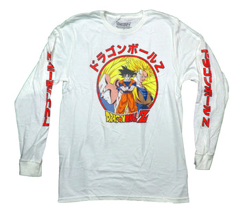 Dragon Ball Z Mens Long Sleeve T-Shirt -Goku Standing In Orange Circle