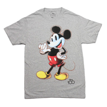Mickey Mouse Mens T-Shirt - Sketch Drawing Over Disney 100 Logo