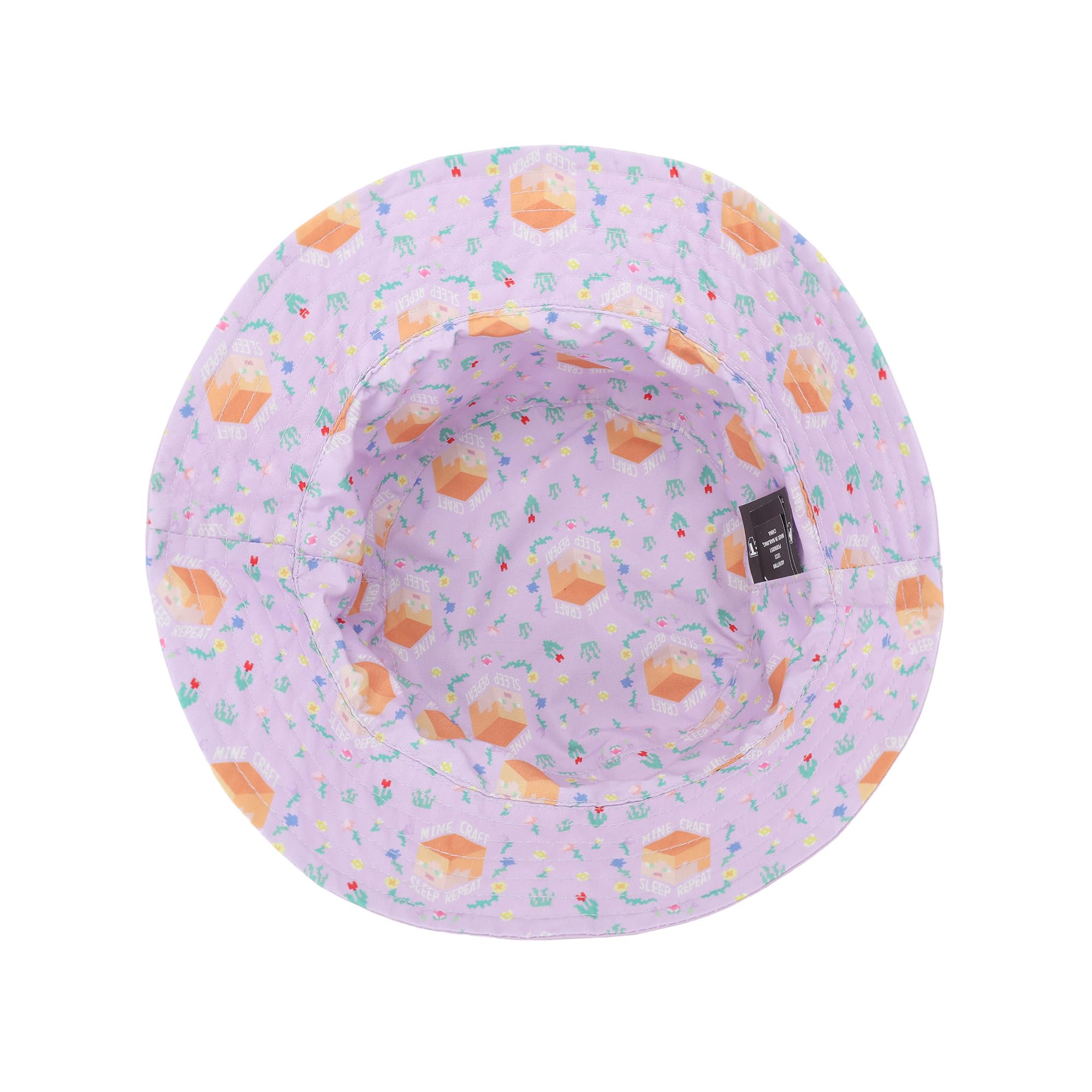 Bioworld Minecraft Confetti Blocks Youth Reversible Bucket Hat - Purple