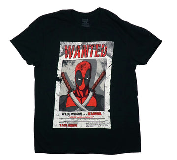 Deadpool Mens T-Shirt - Marvel Wanted Poster Wade Wilson a.k.a. Deadpool