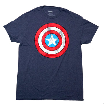 Captain America Mens T-Shirt - Outlined Shield Distressed Image