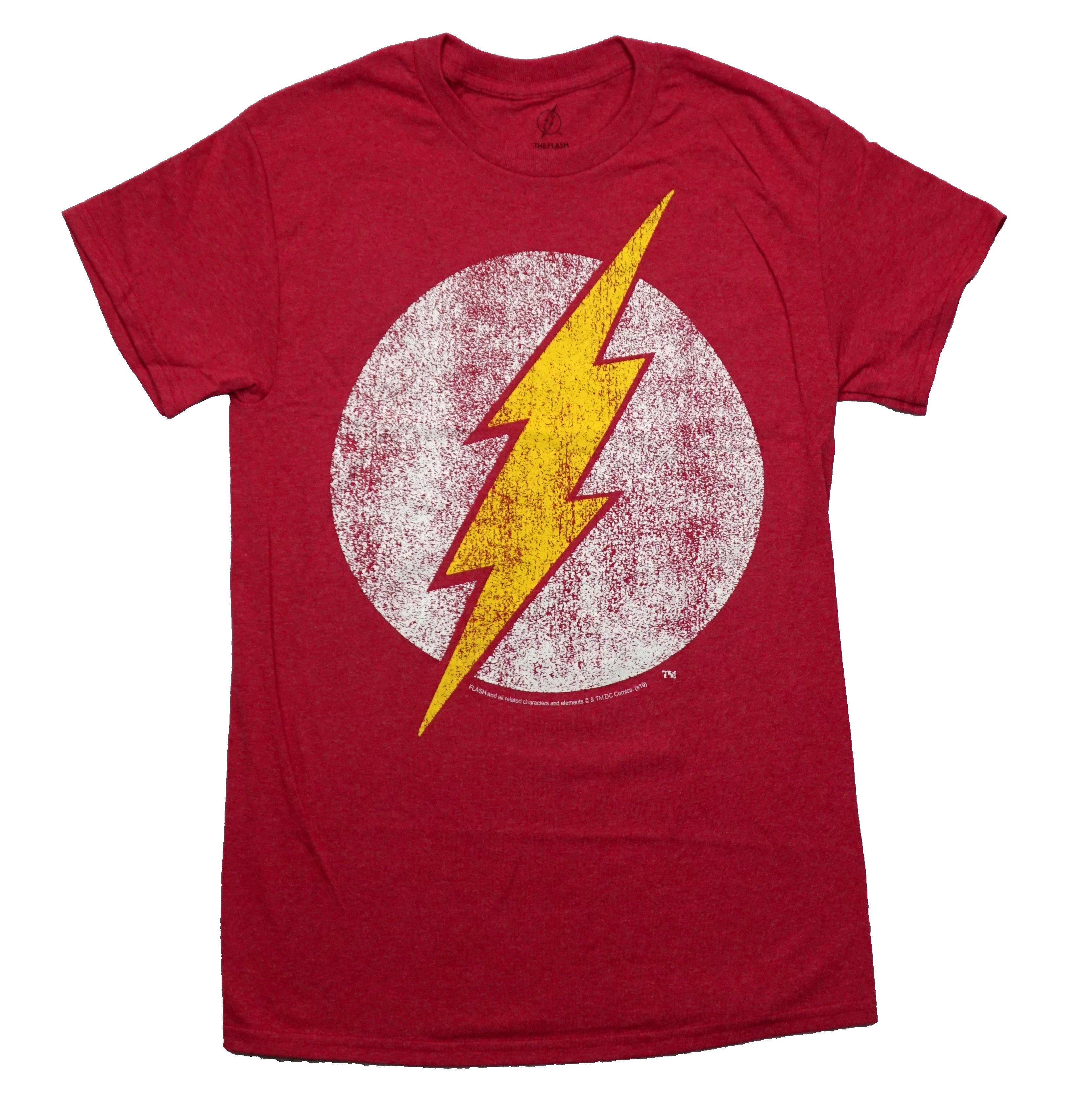 Flash Mens T-Shirt - Distressed Logo Yellow White