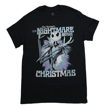 Nightmare Before Christmas Mens T-Shirt - Jack in Brushstrokes Between Name