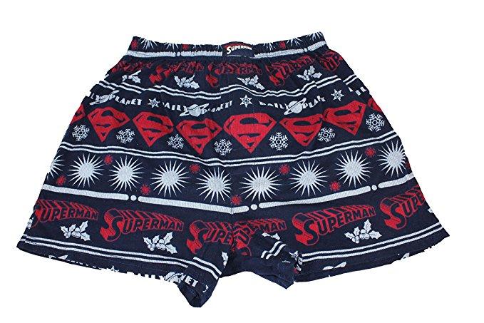 Superman (DC Comics) Novelty Boxers- Christmas Winter Themed Logo Snowflake D...