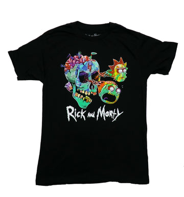 Rick and Morty Mens T-Shirt - Flying Through Colorful Skull
