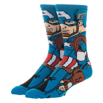 Bioworld Marvel Captain America 360-Degree Print Crew Socks