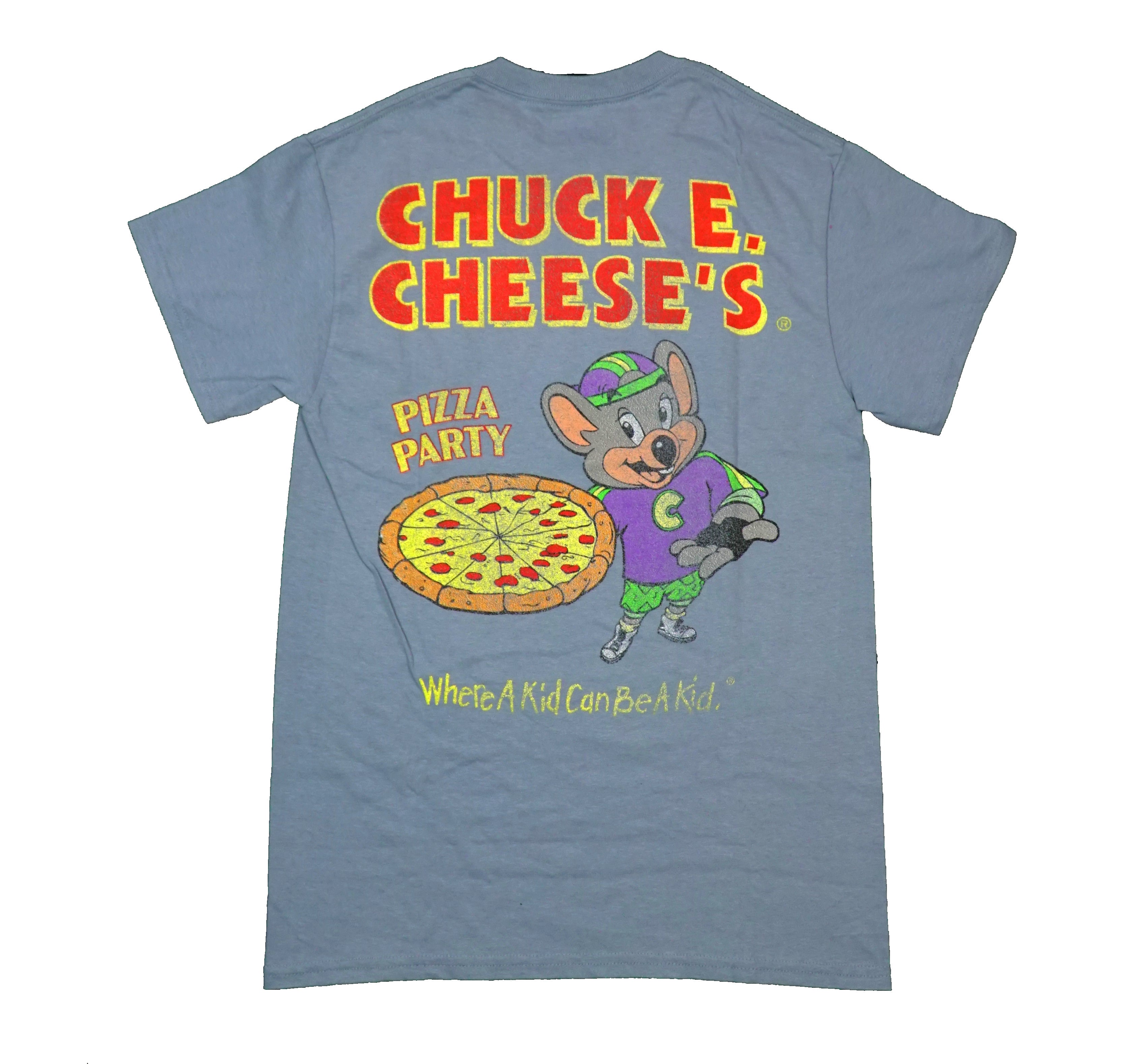 Chuck E. Cheese Mens T-Shirt - Lapel Logo Pizza Where A Kid Can Be A Kid