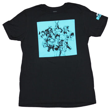 My Hero Academia Mens T-Shirt - Giant Student Attacking Aqua Blue Box Image