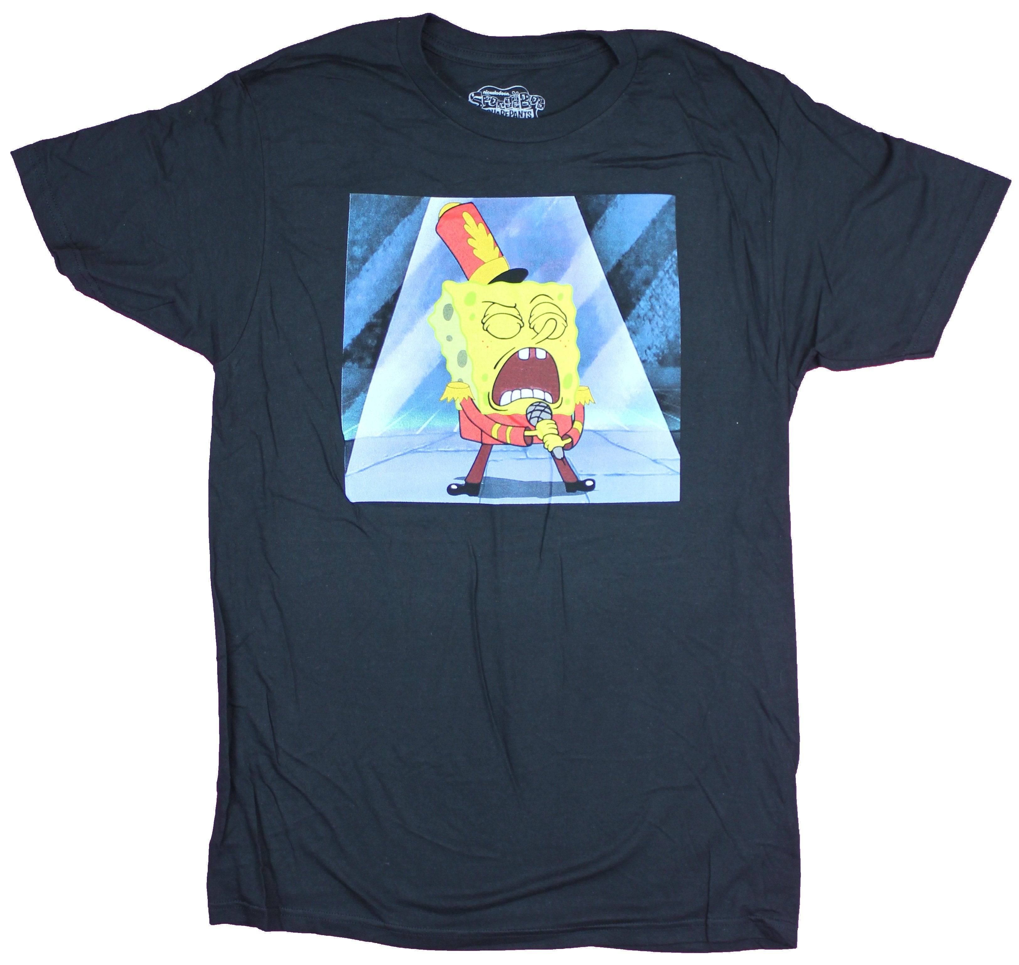 SpongeBob Squarepants Mens T-Shirt  - Singing in Uniform Bob