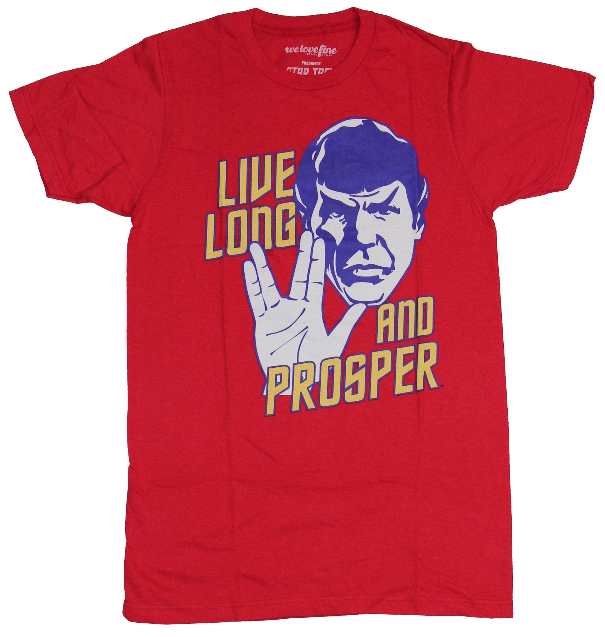 Star Trek Mens T-Shirt - Live Long & Prosper Stock Face And Vulcan Greeting