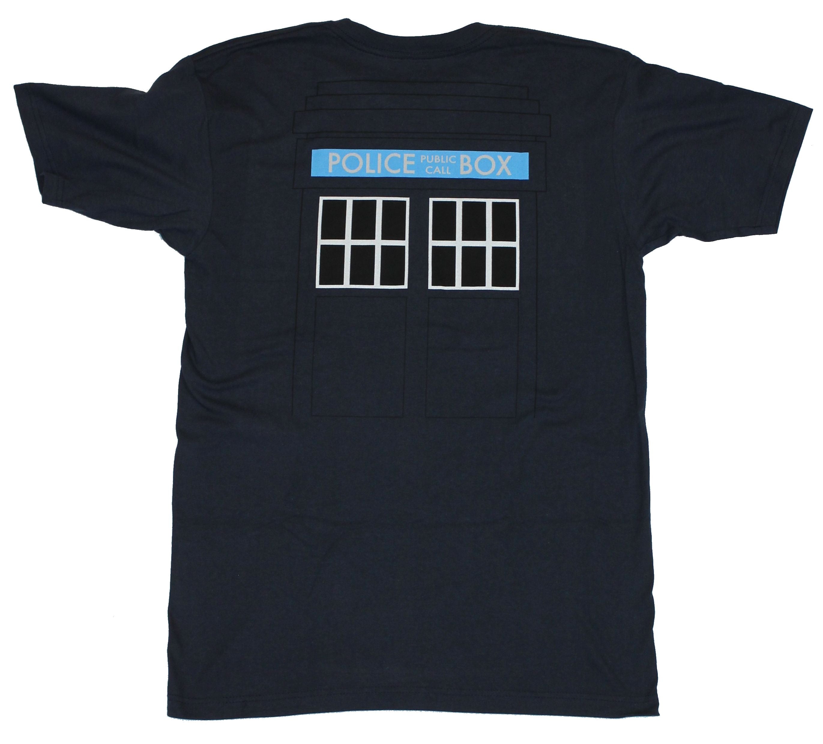 Doctor Who Mens T-Shirt - Giant Police Call Public Box 2 Sided Image