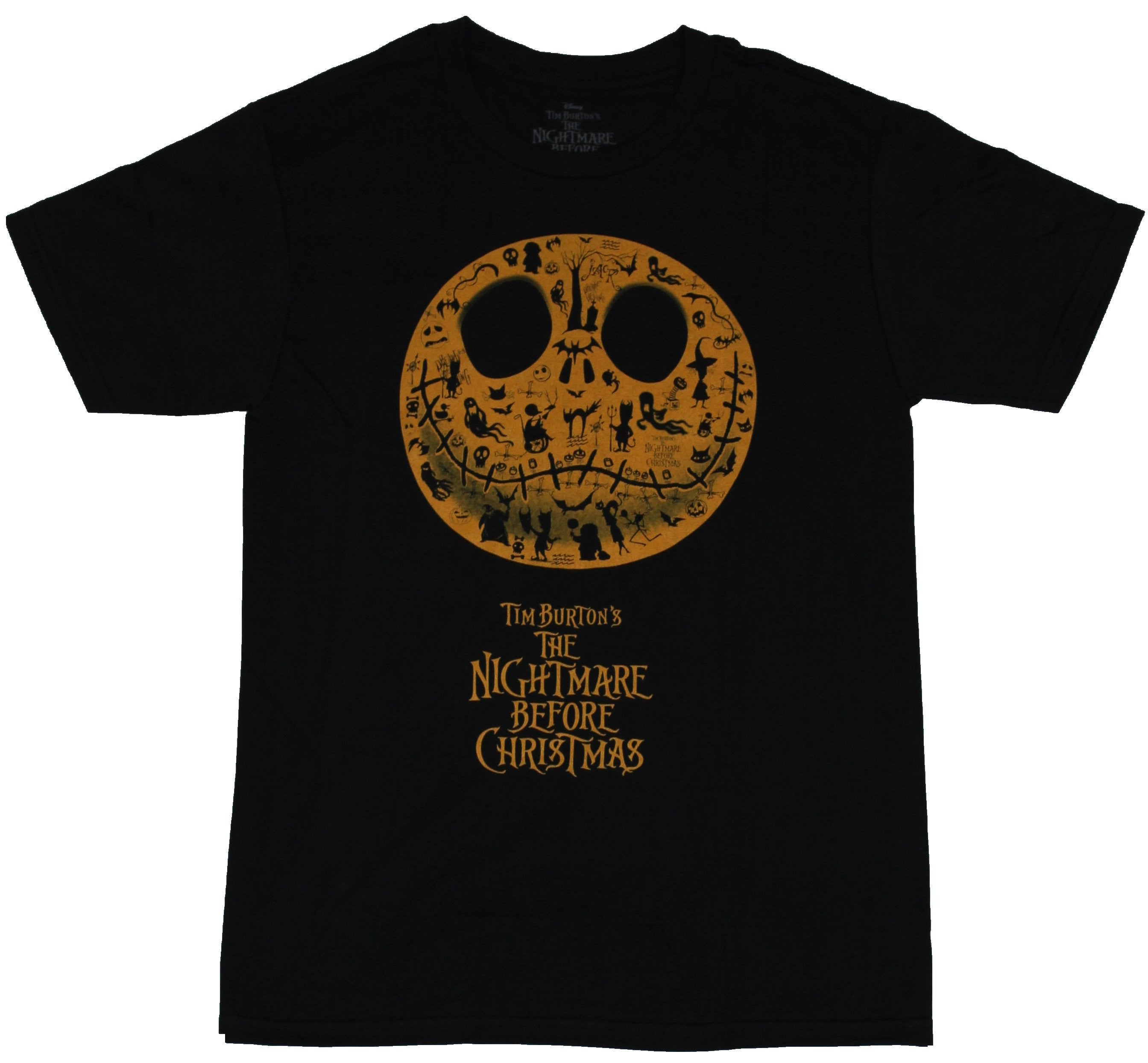 Nightmare Before Christmas Mens T-Shirt -  Jack Face Filled With Movie Images - Inmyparentsbasement.com