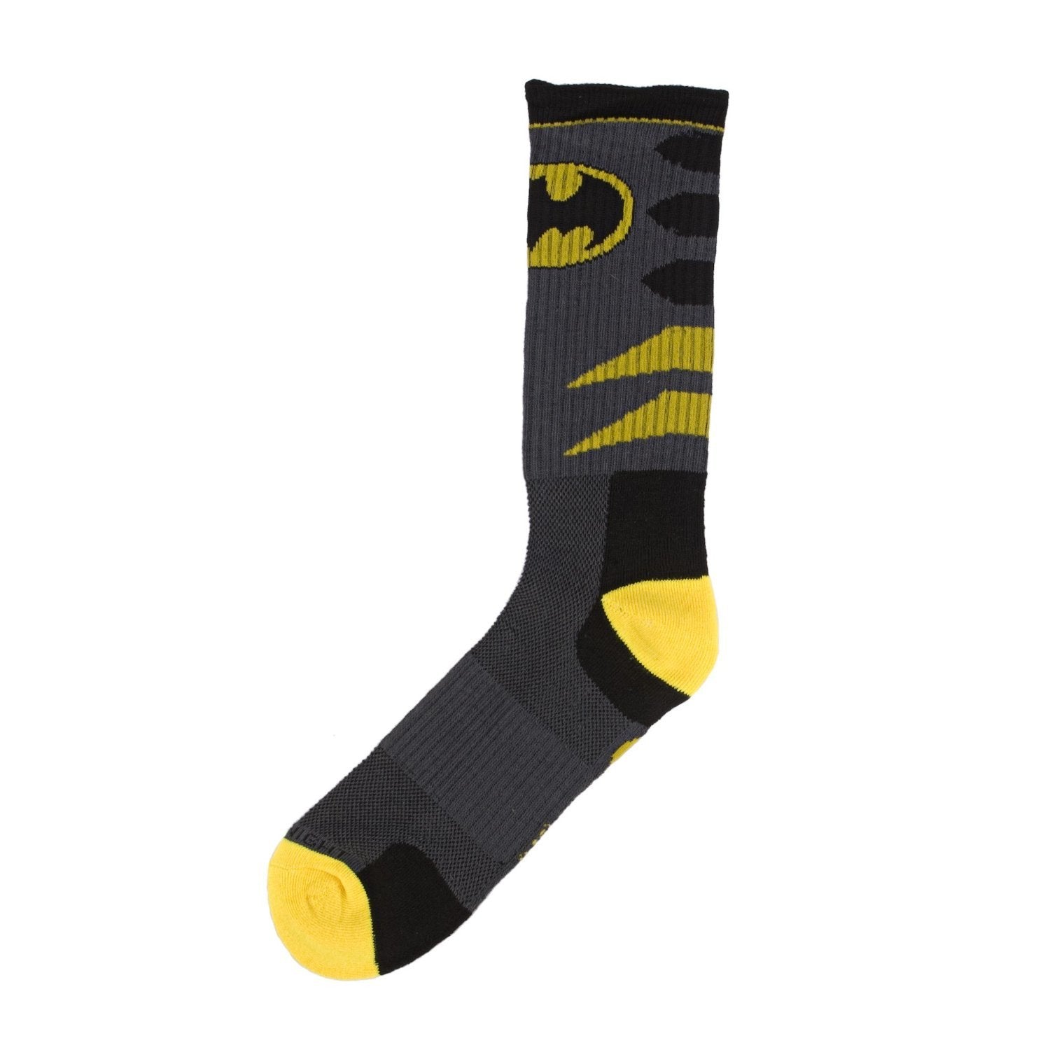 DC Comics Batman Dark Knight Classic Logo Black & Yellow Mens Crew Socks