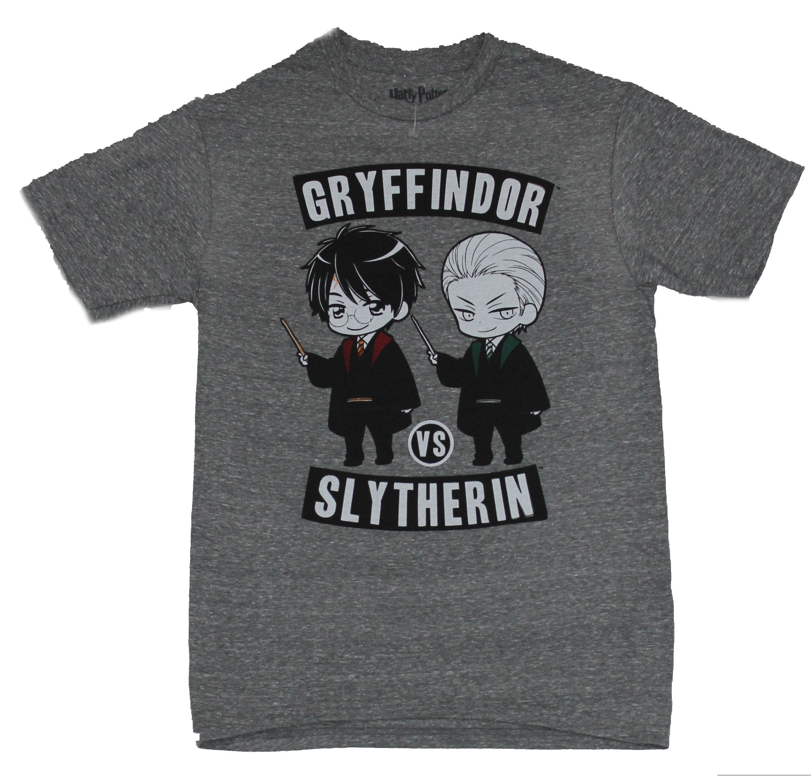 Harry Potter Mens T-Shirt - Cutsie Style Gryffindor vs. Slytherin Cutsie Harry & Malfoy Image