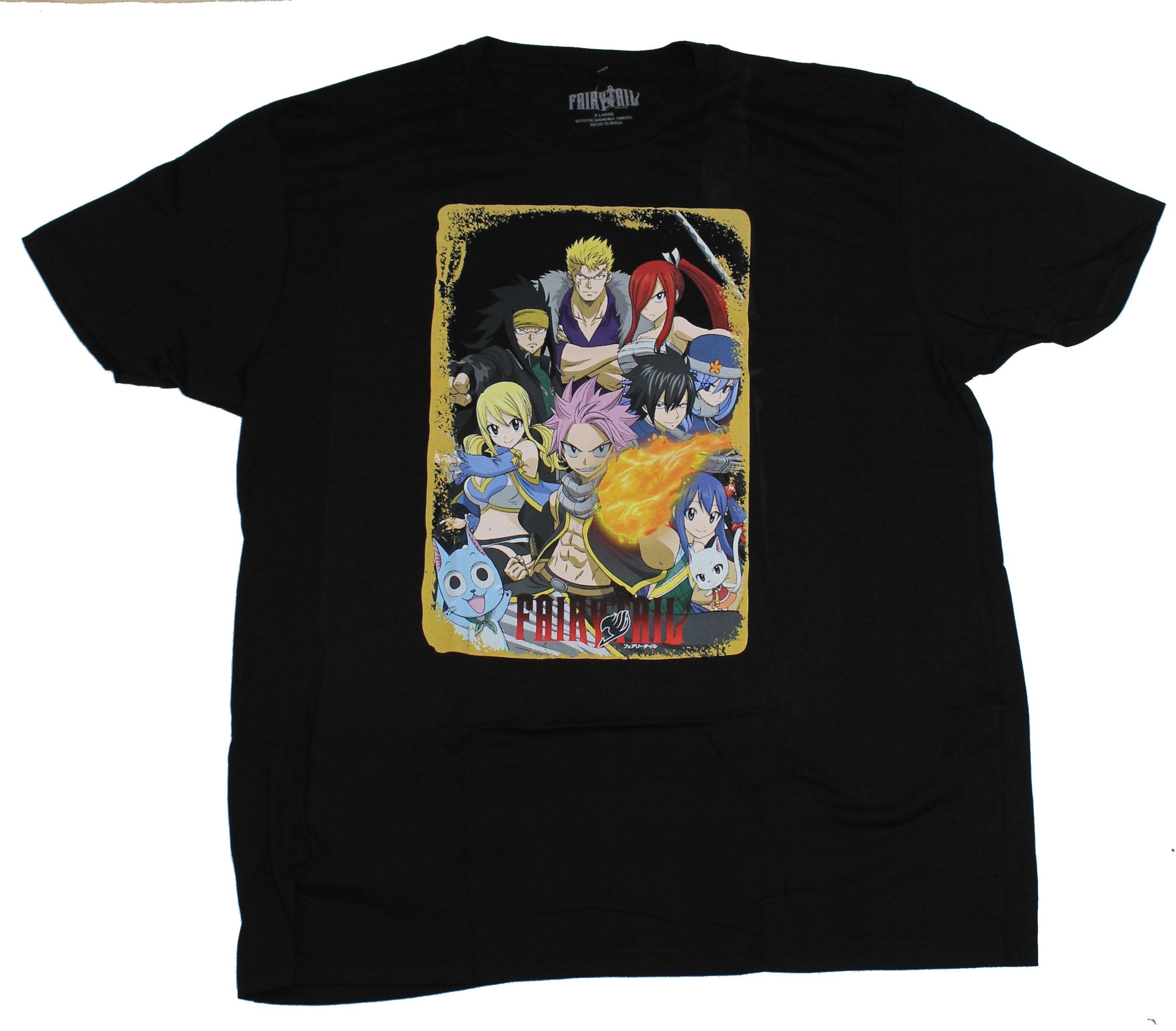 Fairy Tail Mens T-Shirt - Serious Framed Cast Image