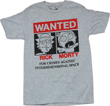 Rick & Morty Mens T-Shirt - Wanted for Crimes Interdimensional Space