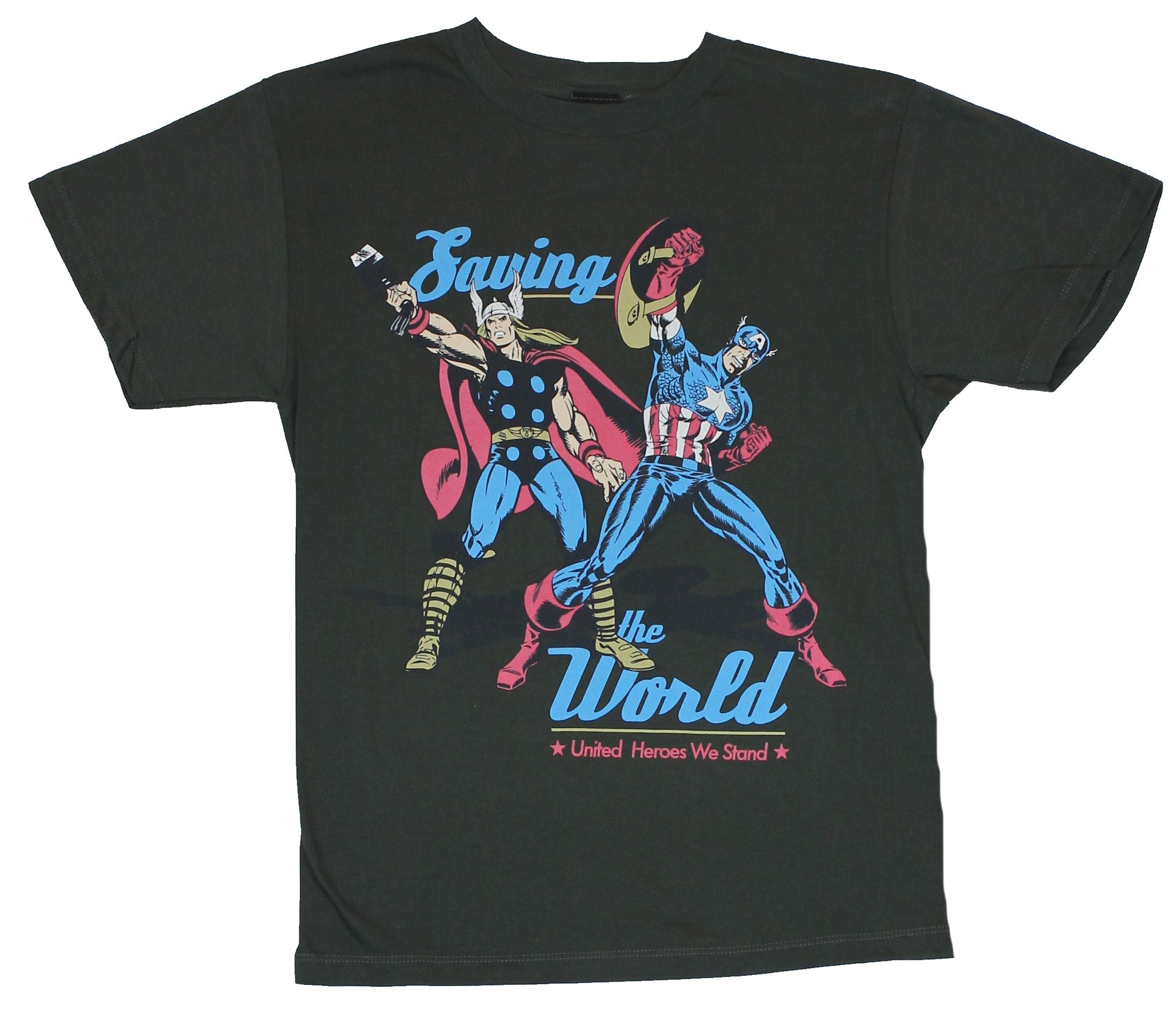 The Avengers  Mens T-Shirt - Saving The World Captain America & Thor Image