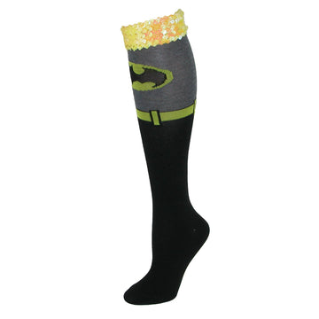 DC Comics Batman Sequin Cuff Knee High Socks