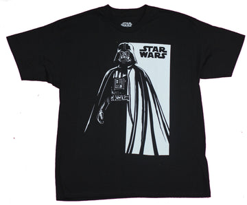 Star Wars Mens T-Shirt- Vader Black & White Movie Poster Style