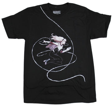 Spider Gwen (Marvel Comics) Mens T-Shirt - Headphones Side Swing Image