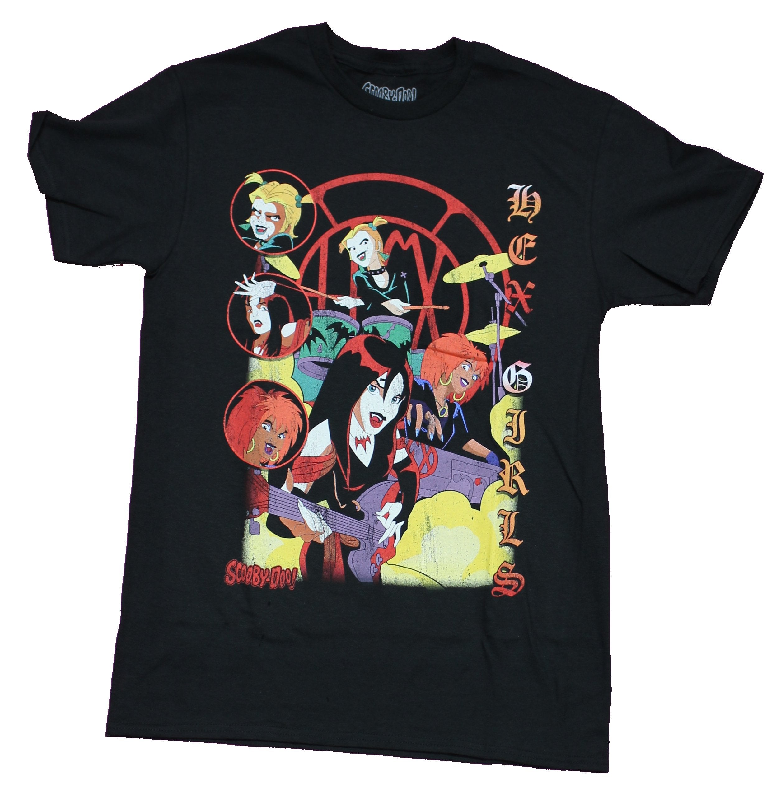 Scooby Doo Mens T-Shirt - Hex Girls Rocking Out Character Circles Image