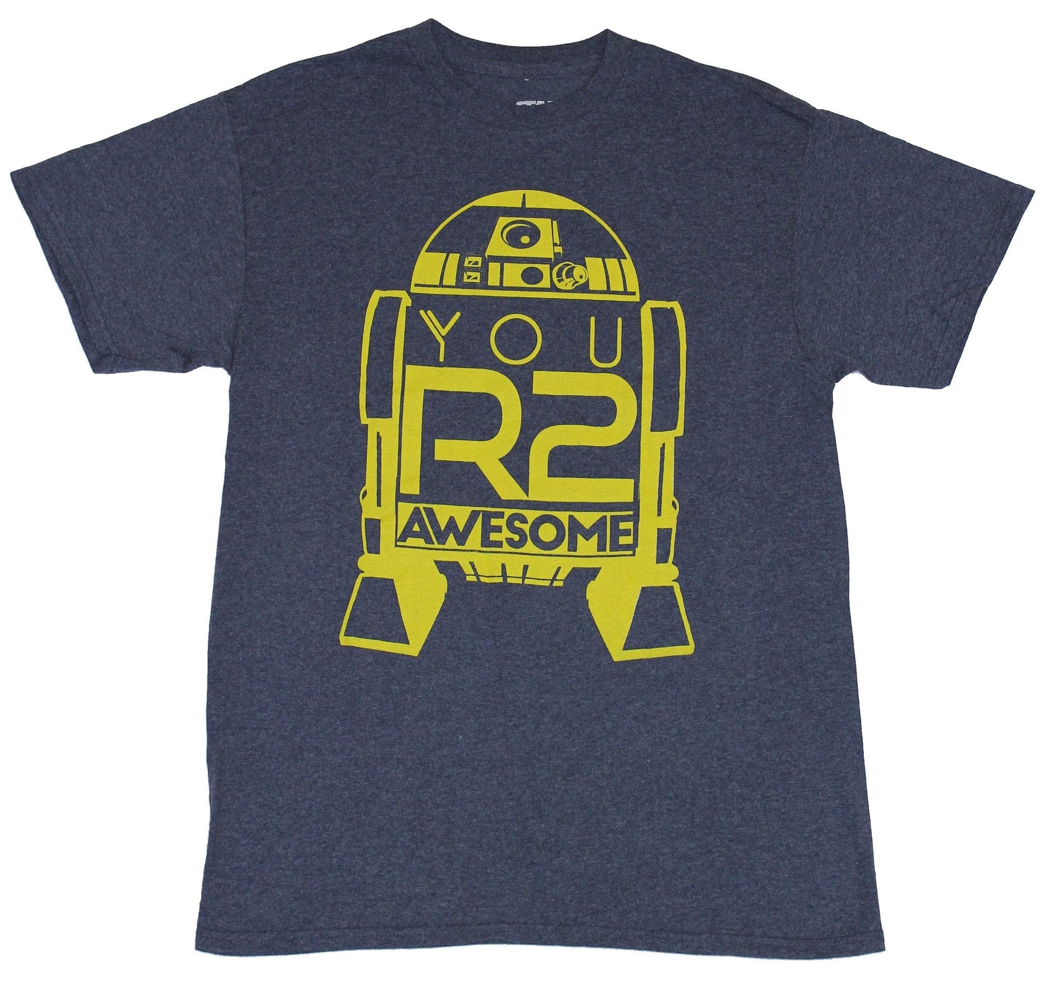 Star Wars Mens T-Shirt -  R2-D2 Line Drawing You R2 Awesome Yellow Print Image