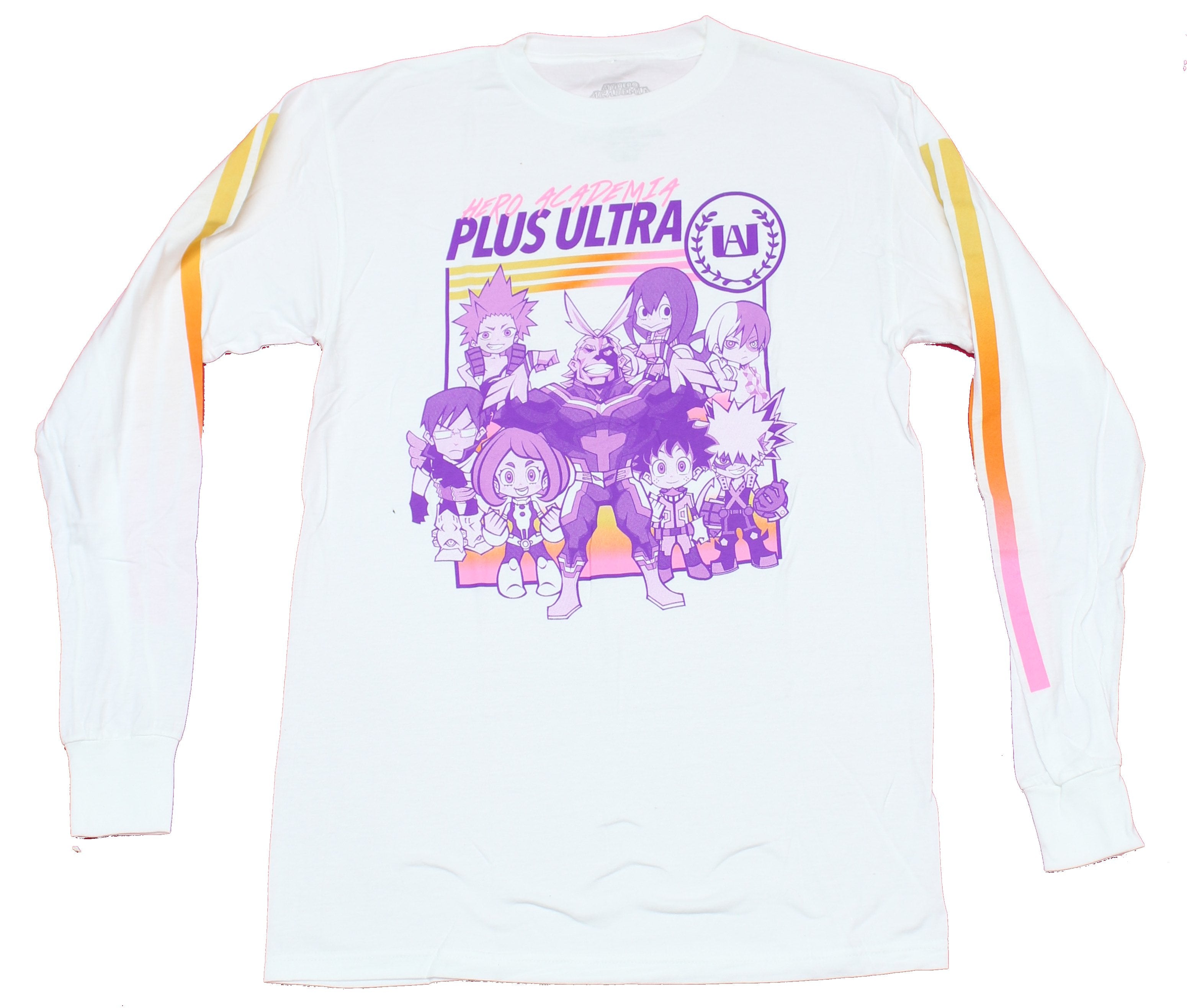 My Hero Academia  Mens Long Sleeve  T-Shirt -  Purple Styled Chibi Group Image