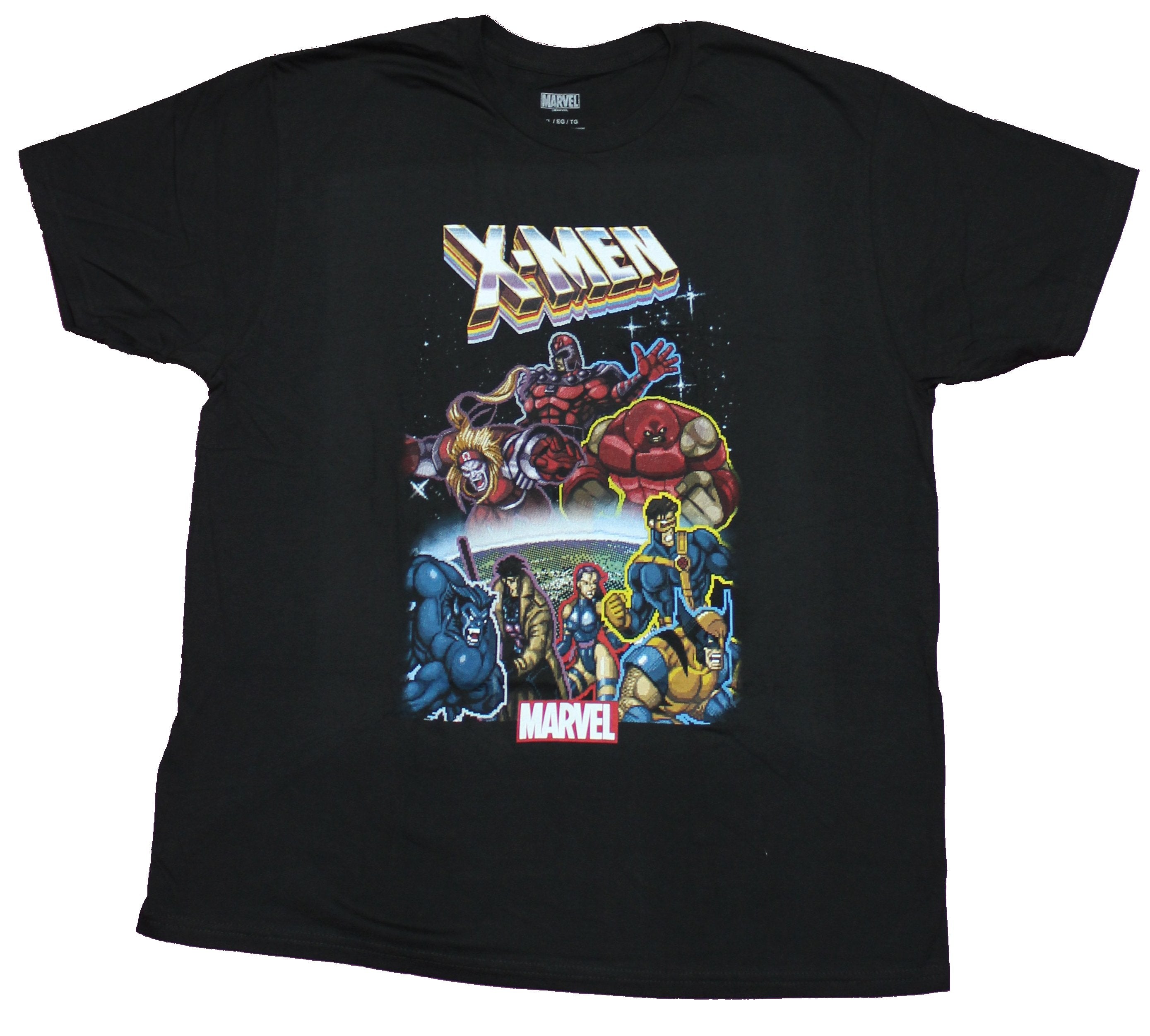X-Men Mens T-Shirt - 16-Bit Video Game Styled Group Image