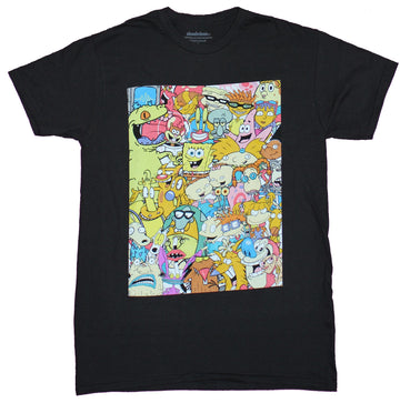 Nickelodeon Nicktoons Mens T-Shirt - Giant Huge Character Pile Up Box