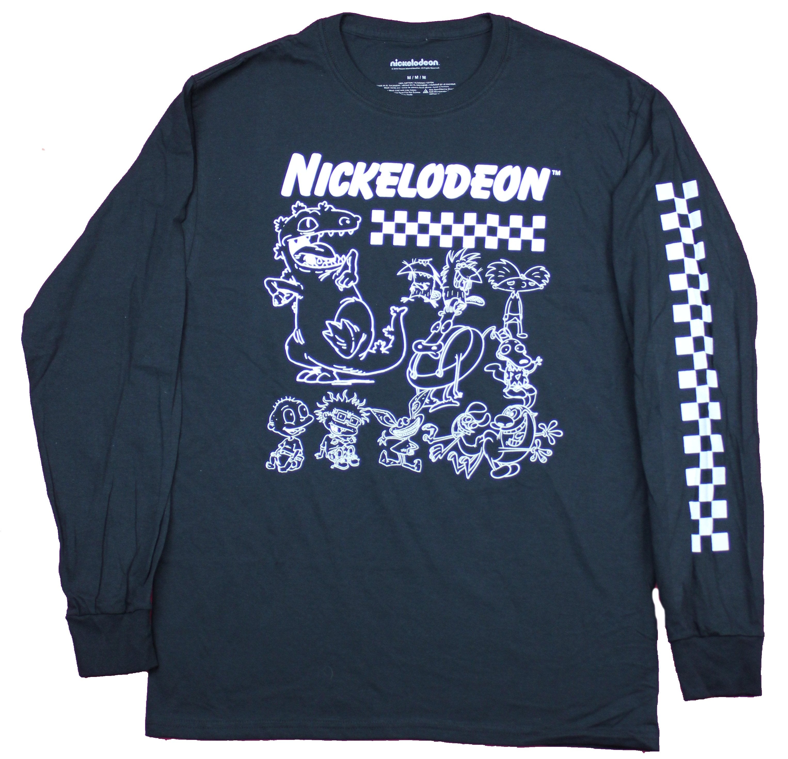 Nickelodeon Mens Long Sleeve  T-Shirt  - Outlined Character Rugrats Ren Stimpy & More