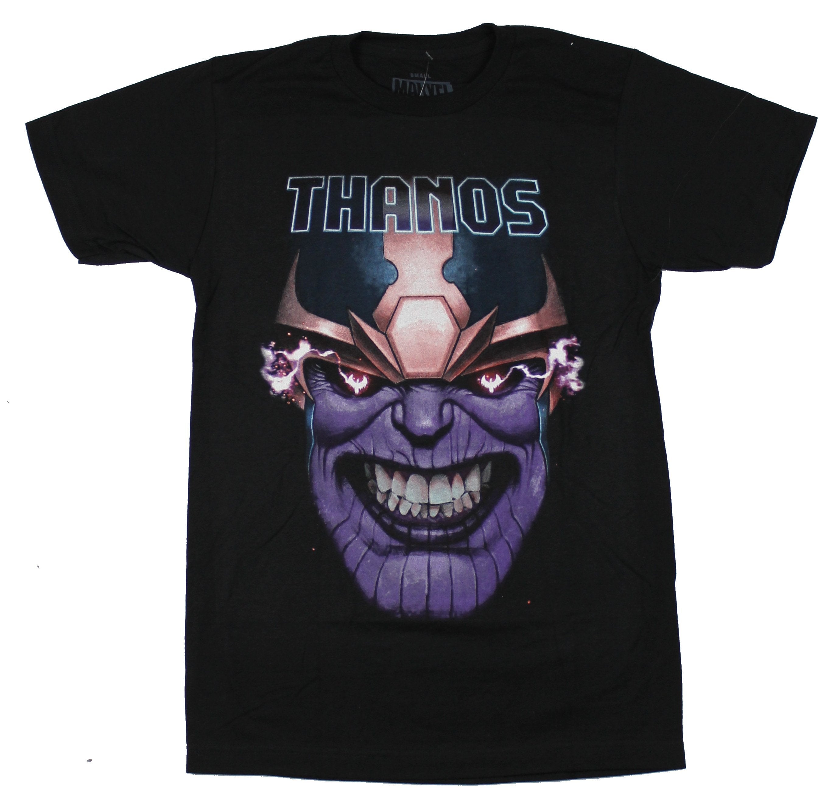 Thanos (Marvel Comics) Mens T-Shirt - Giant Evil Grin Under Name