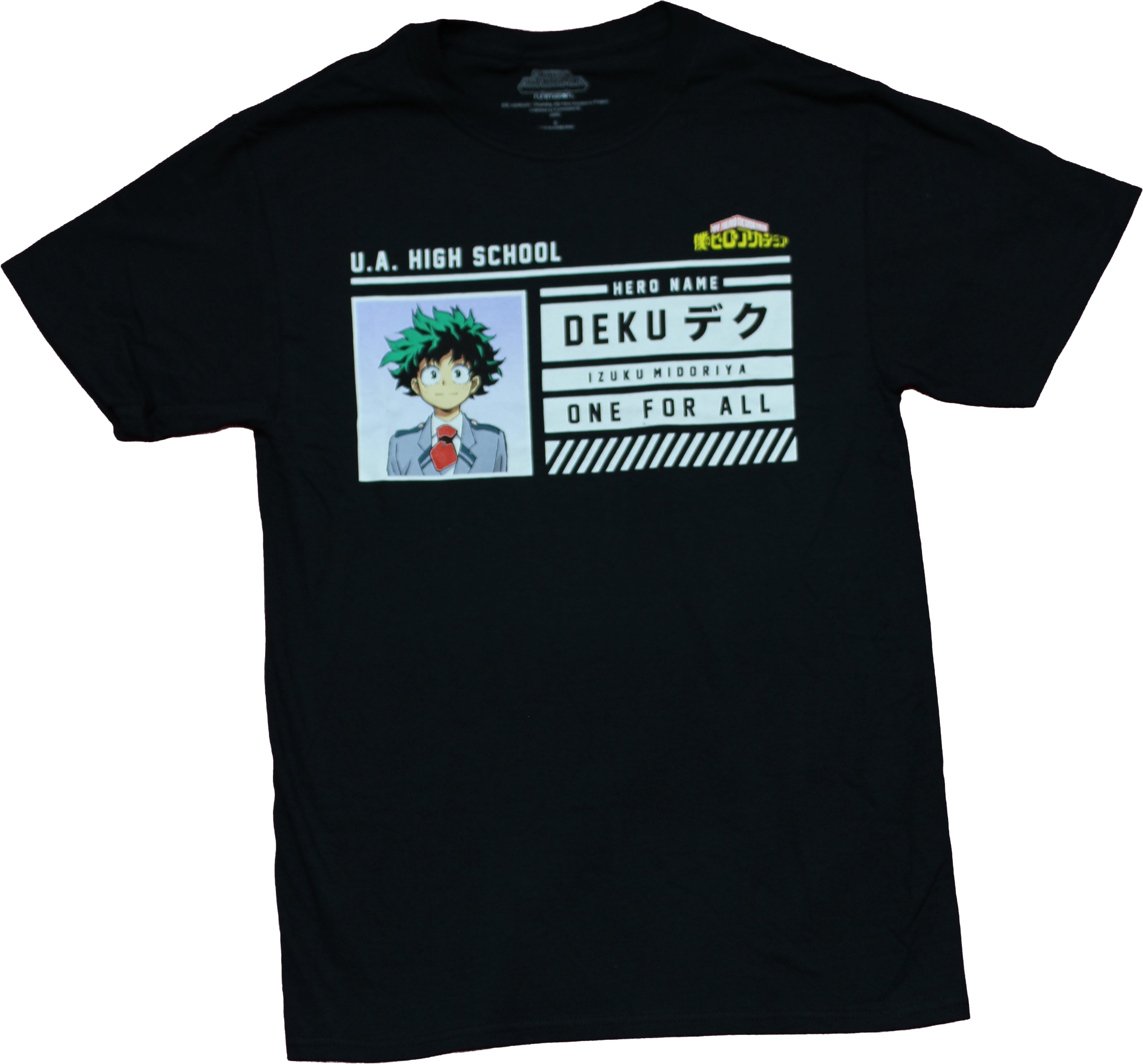 My Hero Academia Mens T-Shirt- Deku Stat Card Image