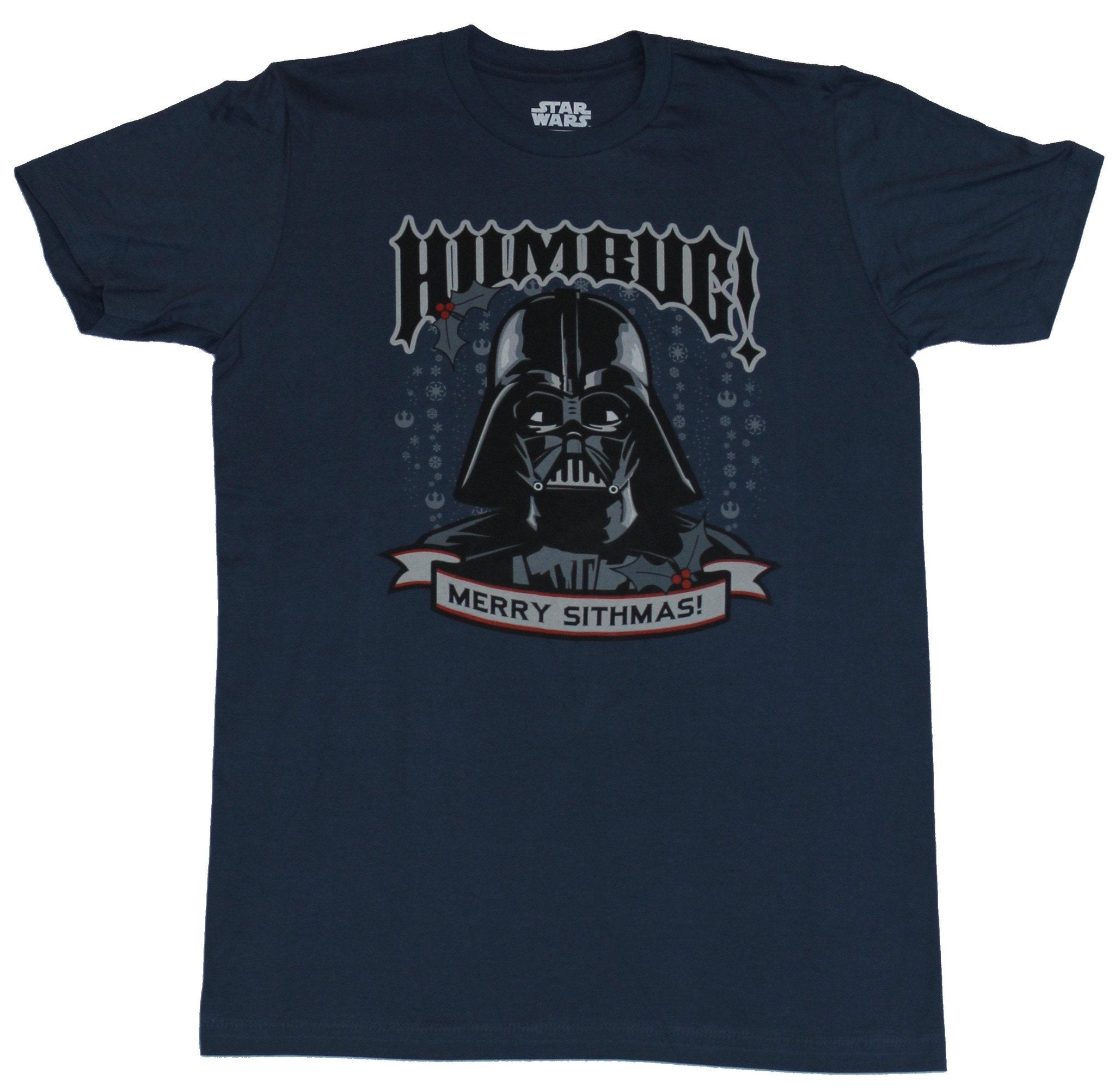 Star Wars Mens T-Shirt - Humbug Merry Sithmas Darth Vader Head Image