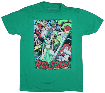 Red Sonja Mens T-Shirt - Action Filled Battle Comic Panels