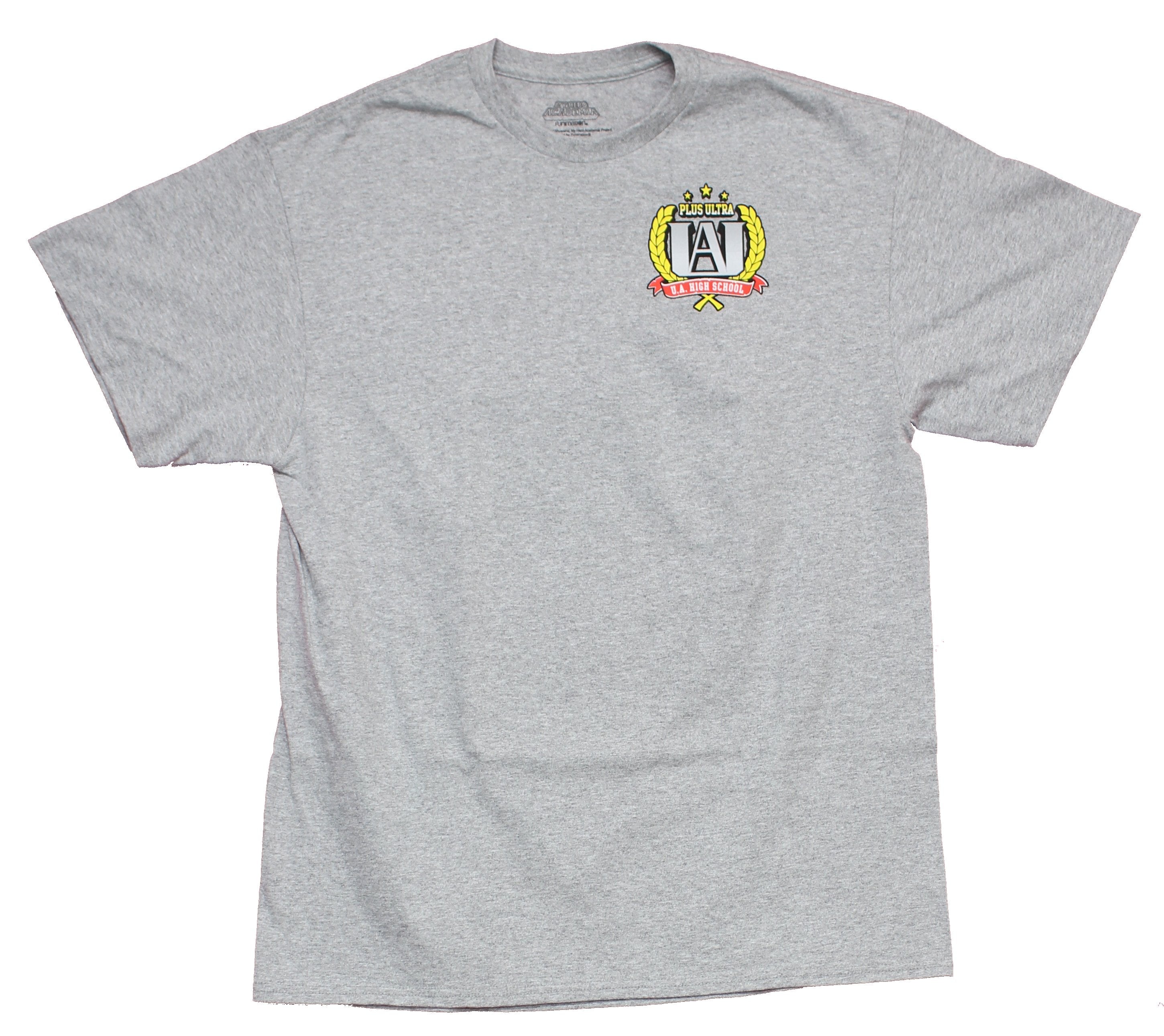 My Hero Academia Mens T-Shirt - UA Logo Lapel Giant Deku Electrified Attack Back