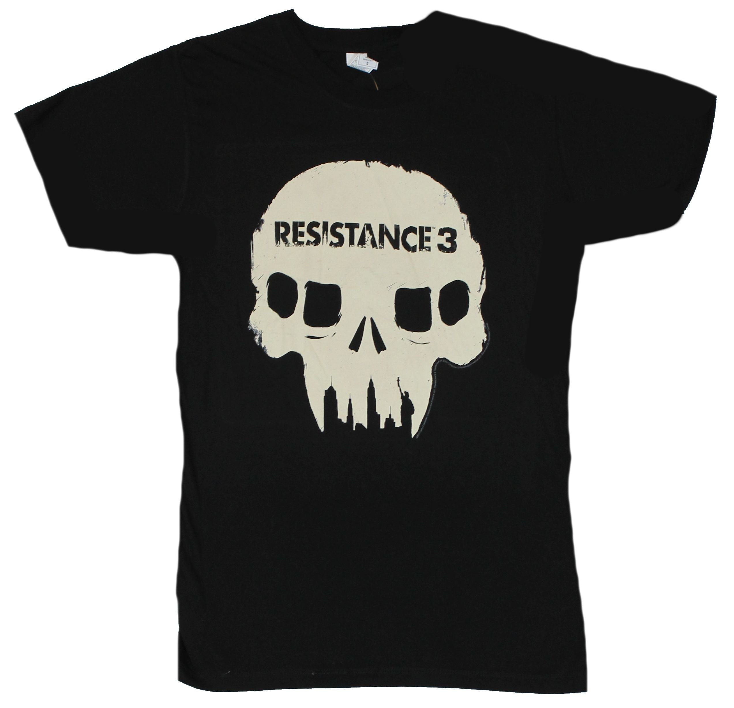 Resistance 3 (2) (Hit PS3 Game) Mens T-Shirt  - Alien Skull Logo on Black