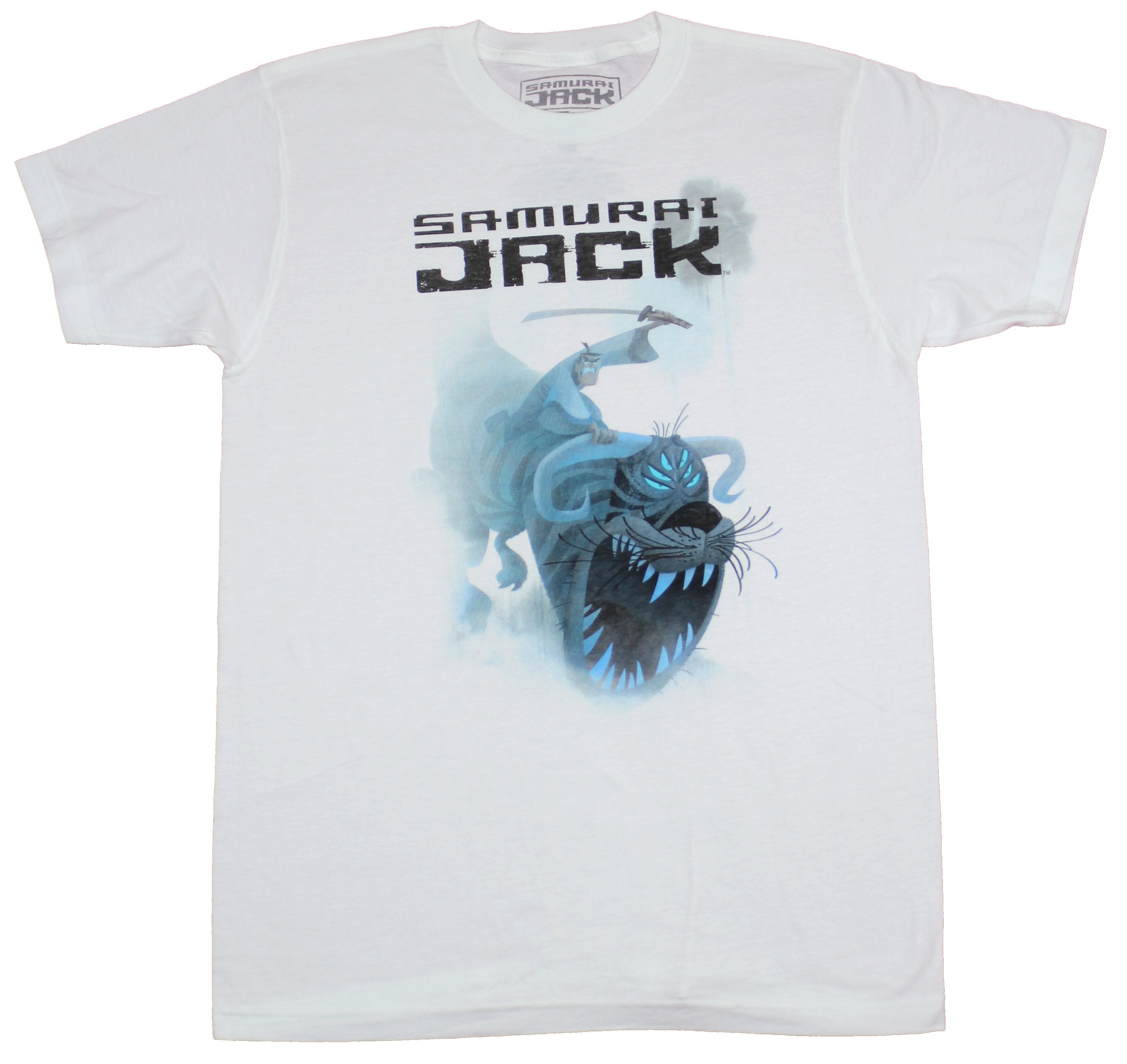 Samurai Jack Mens T-Shirt - Jack Riding A Blue Beast BACK