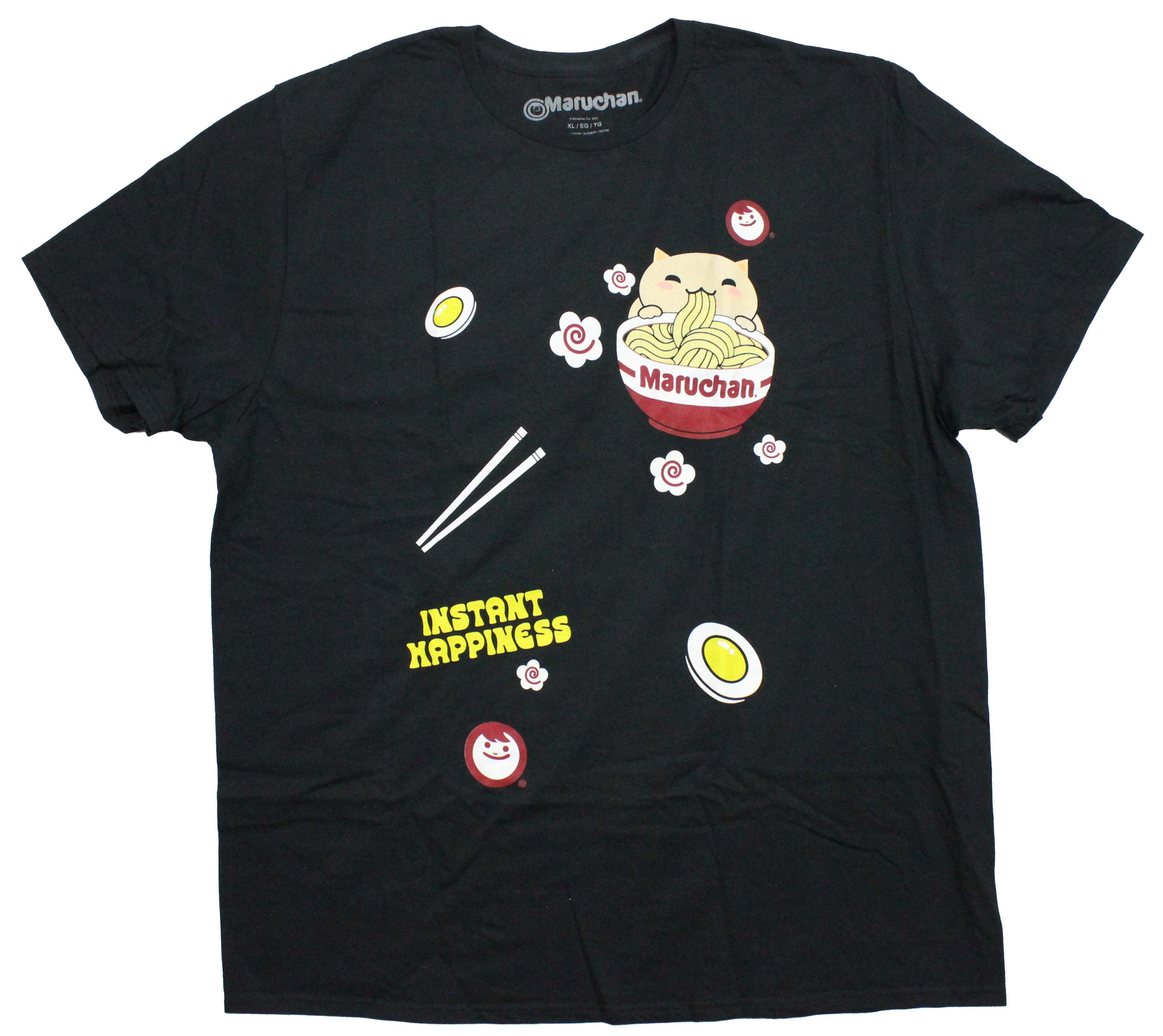 Maruchan Mens T-Shirt -  Cat Eating Ramen "Instant Happiness"