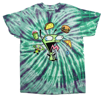 Invader Zim Mens T-Shirt - Gir Centered Around Food Tie Dye