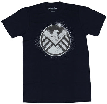 SHIELD (Marvel Comics) Mens T-Shirt - S.H.E.I.L.D. Logo Lighted and Splattered