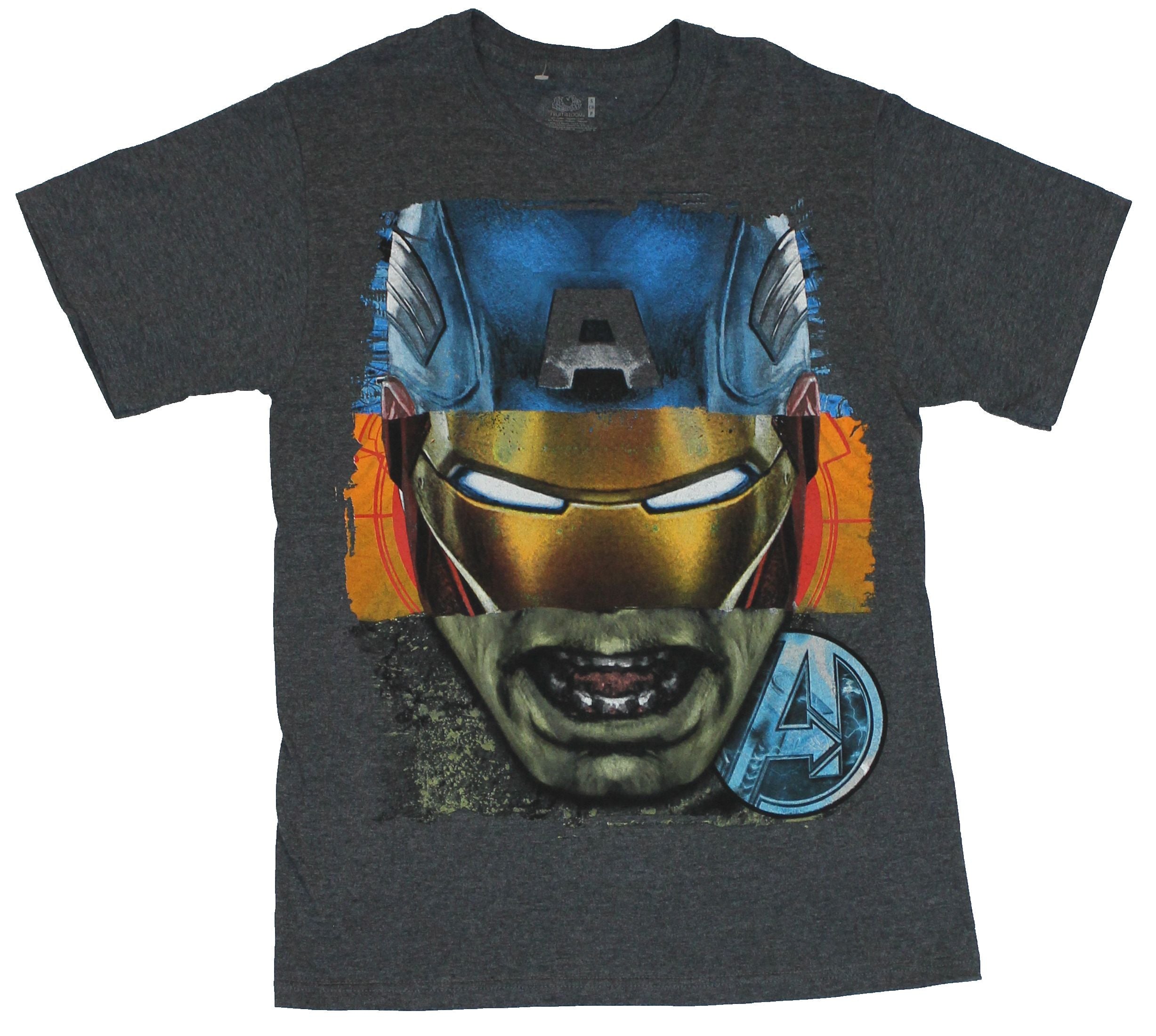 The Avengers  Mens T-Shirt - Hulk Captain America Iron Man Thor Head Collage