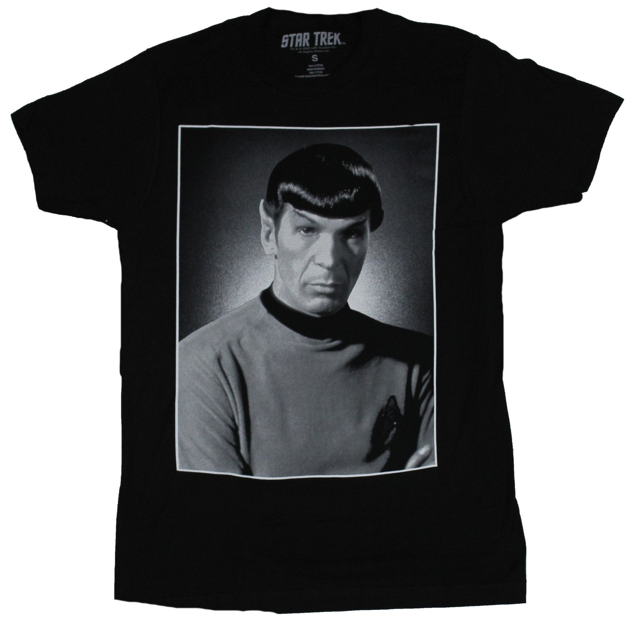 Star Trek Mens T-Shirt - Classic 60s Era Spock B & W Portrait Image