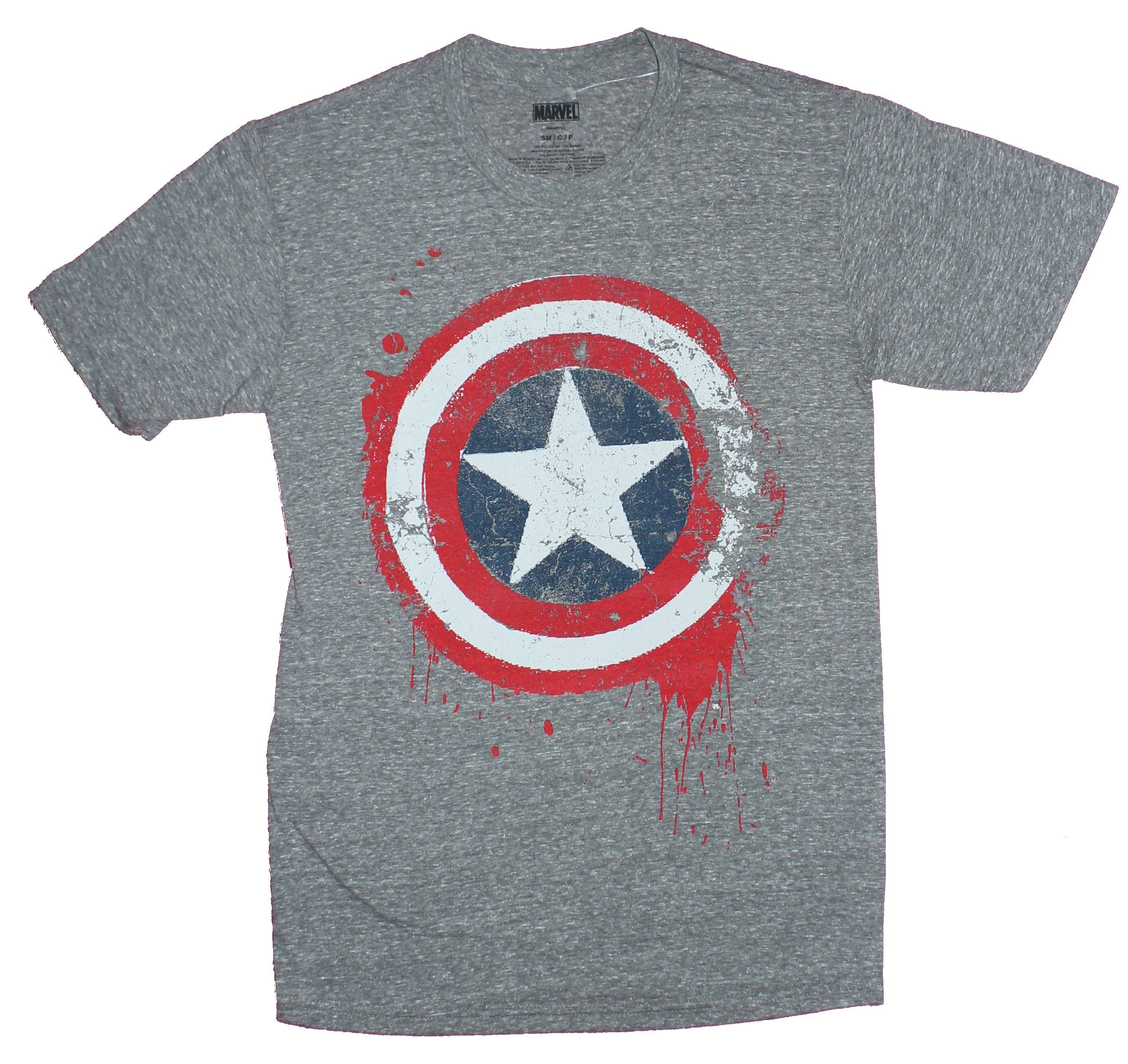 Captain America Mens T-Shirt - Classic Logo Running Dripping Logo Image