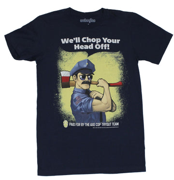 Axe Cop Mens T-Shirt - "We'll Chop Your Heads Off!" Heroic Axe Cop Image