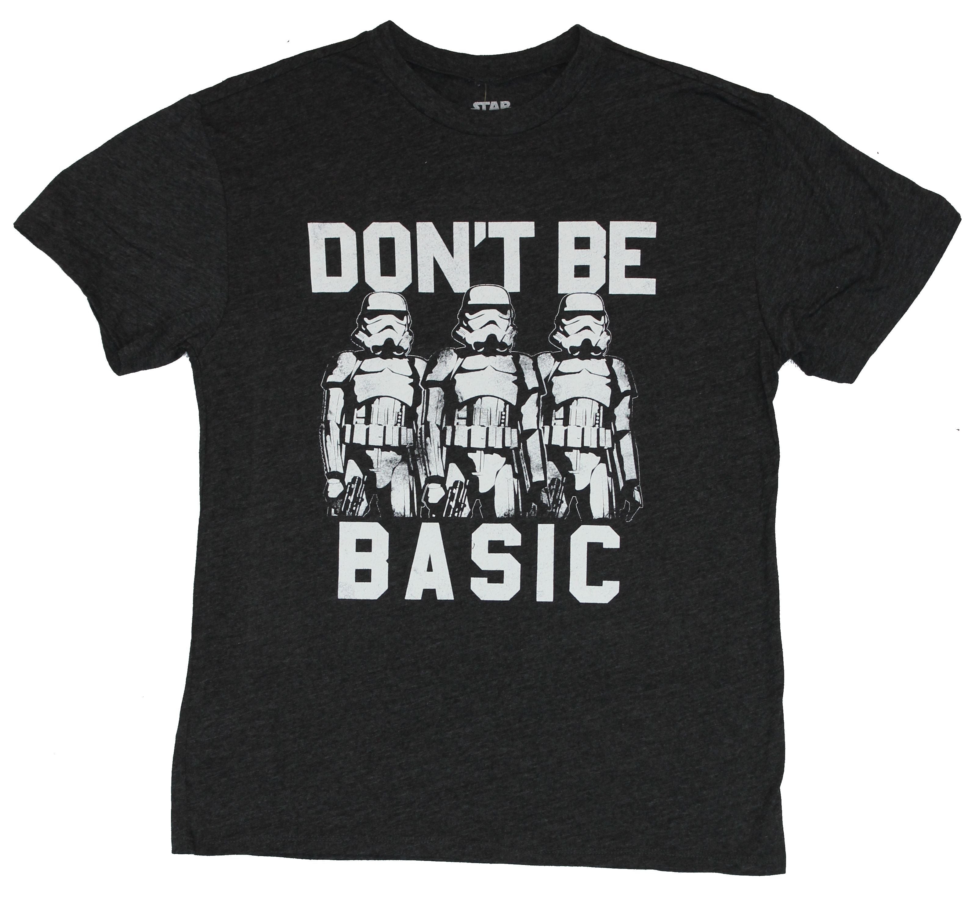 Star Wars Mens T-Shirt  - Don't Be Basic Triple Stormtrooper Image