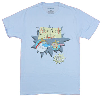 Ren And Stimpy Mens T-Shirt - Rubber Nipple Salesman Crazy Image