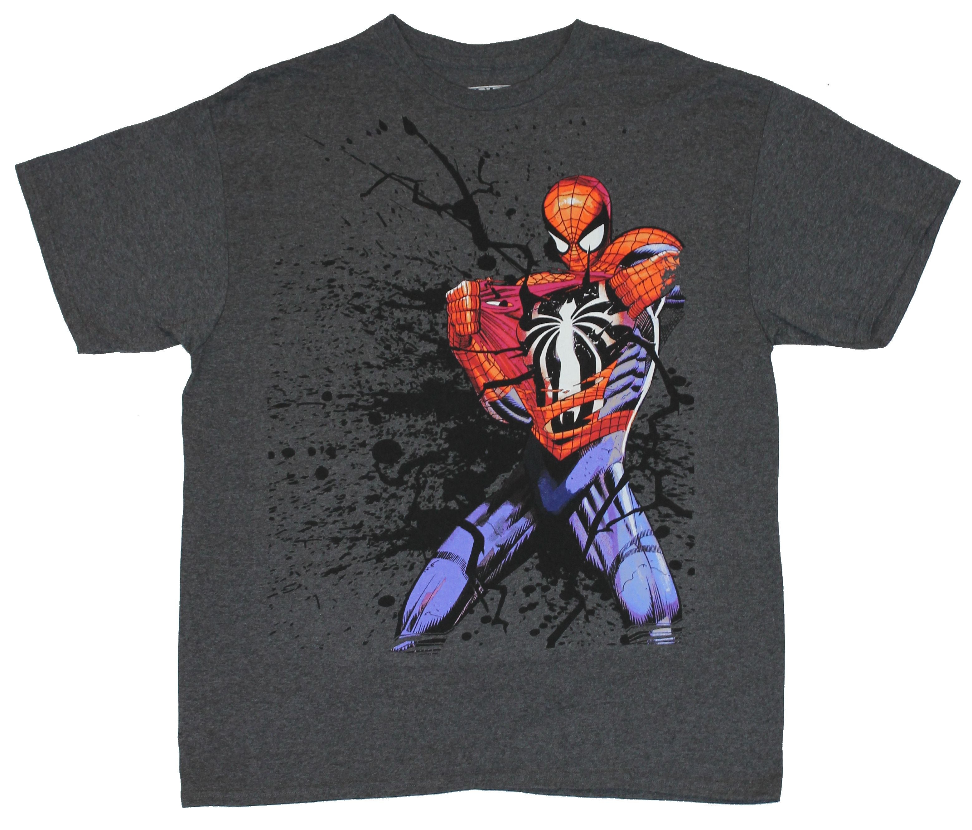 Spider-Man (Marvel Comics) Mens T-Shirt - Chest Bustin Splattered Symboite Image
