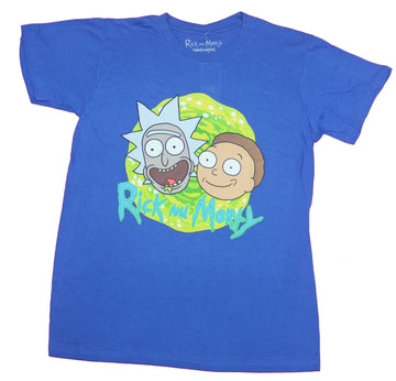 Rick & Morty Mens T-Shirt- Rick & Morty Heads In a Portal Image