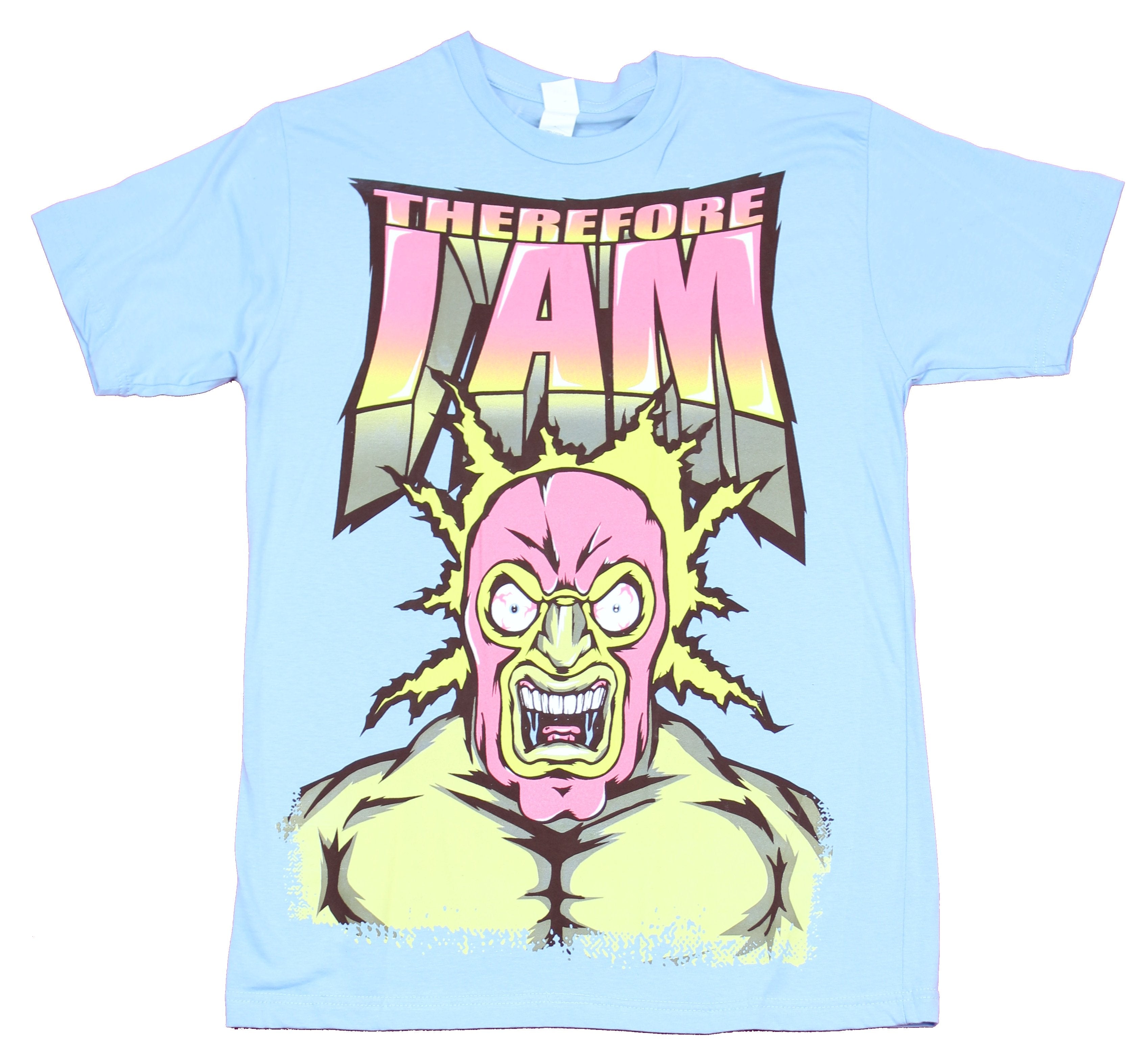 Therefore I Am Mens T-Shirt - Crazy Wrestler and Giant Logo Image