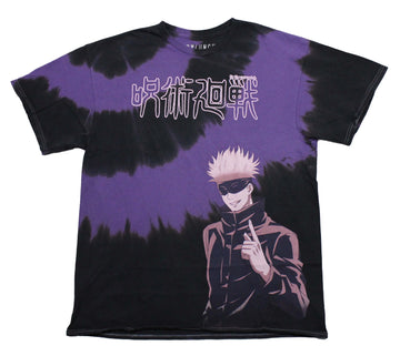 Jujutsu Kaisen  Mens T-Shirt - Satoru Gojo Purple and Black Tie Dye